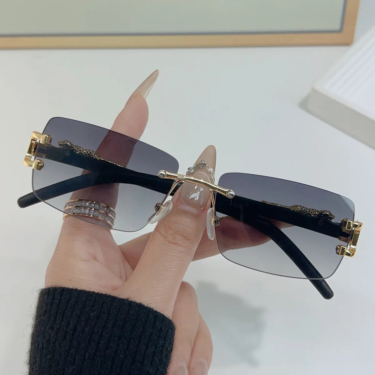 Men Sunglasses Frameless Rectangular | משקפי שמש לגברים