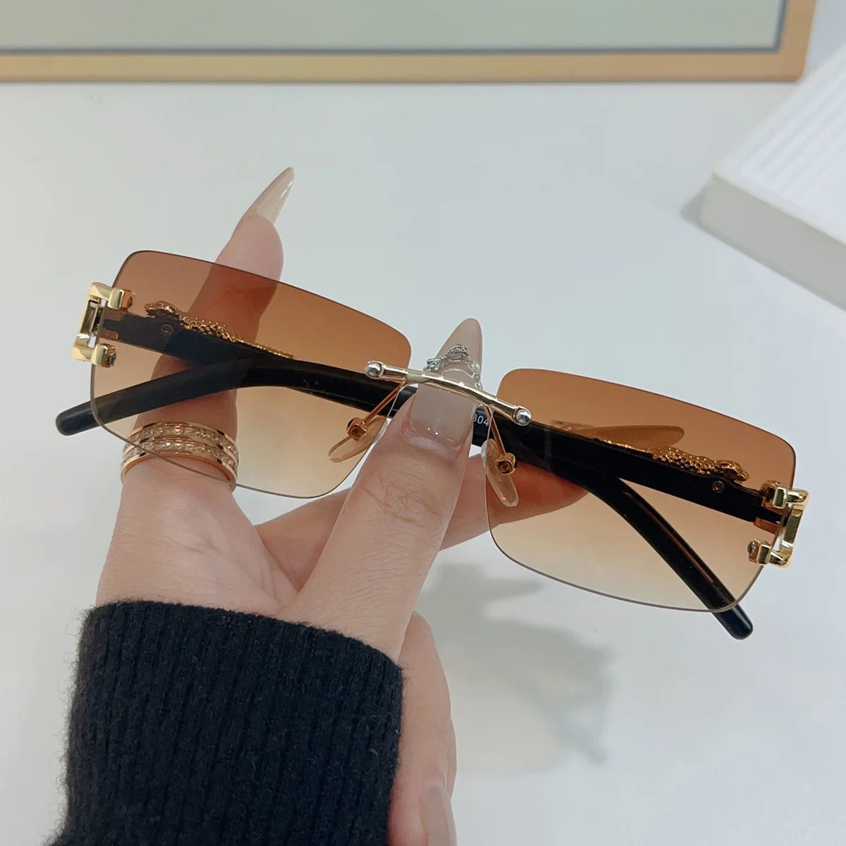 Men Sunglasses Frameless Rectangular  | משקפי שמש לגברים